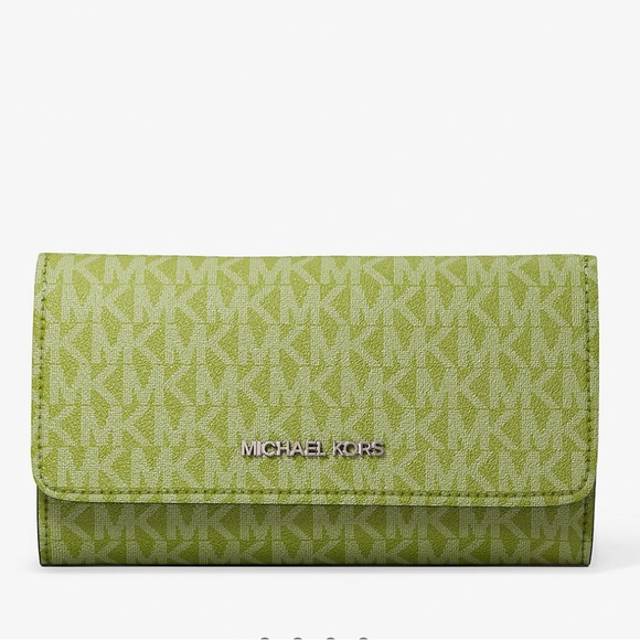 Michael Kors Jet Set Large Logo Trifold Wallet
Jungle Green 
NWT - Picture 4 of 16